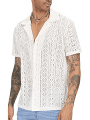 Men hollow see-through short-sleeved shirt - 808Lush