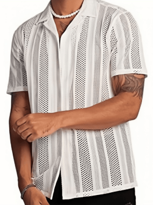 Street Casual Button Knitted Short Sleeve Shirt - 808Lush