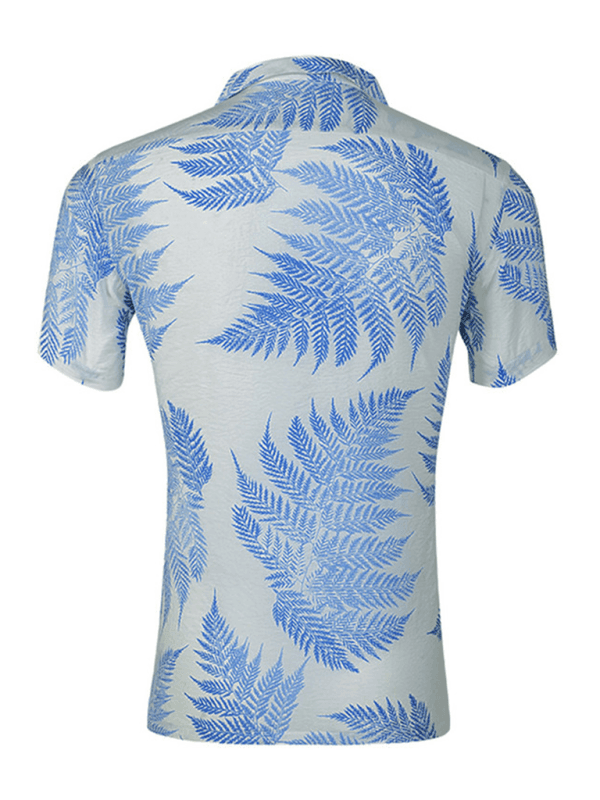 Men's Casual Loose Beach Wear Maple Leaf Print Short Sleeve Shirt - 808Lush