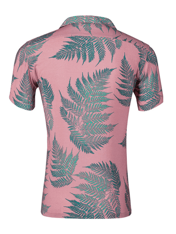 Men's Casual Loose Beach Wear Maple Leaf Print Short Sleeve Shirt - 808Lush