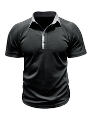 Men's Casual Lapel Color Block Short Sleeve Polo Shirt - 808Lush