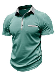 Men's Casual Lapel Color Block Short Sleeve Polo Shirt - 808Lush