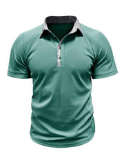 Men's Casual Lapel Color Block Short Sleeve Polo Shirt - 808Lush