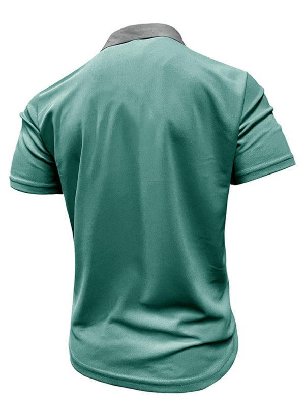 Men's Casual Lapel Color Block Short Sleeve Polo Shirt - 808Lush