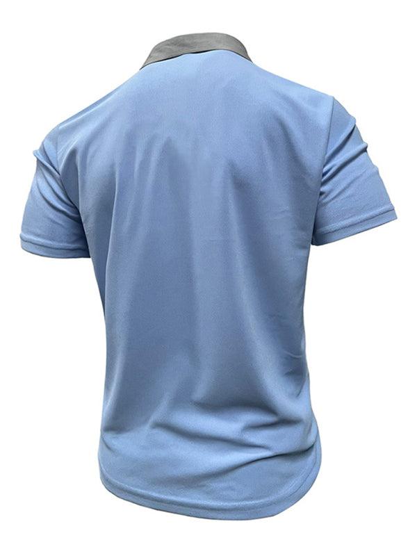 Men's Casual Lapel Color Block Short Sleeve Polo Shirt - 808Lush