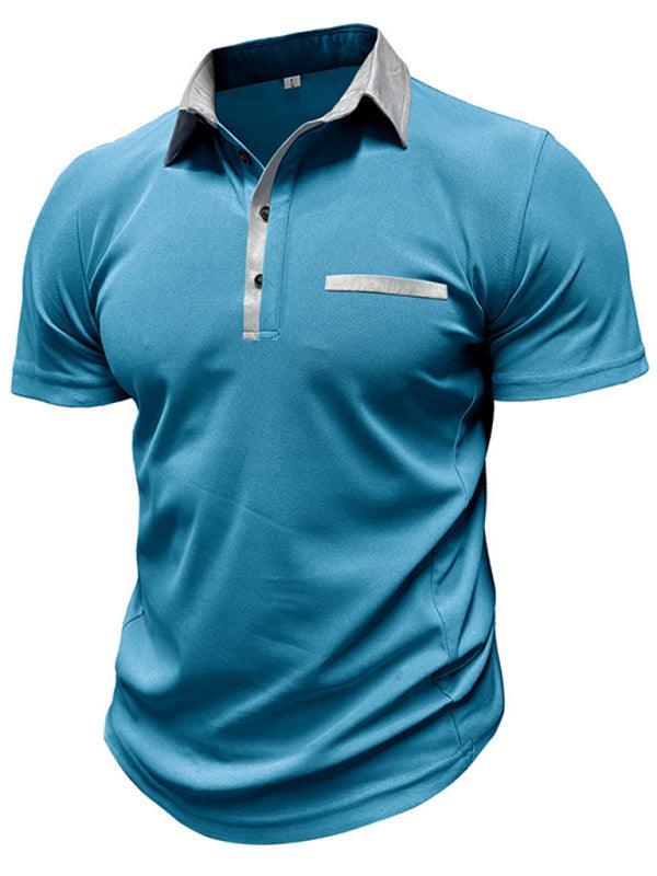 Men's Casual Lapel Color Block Short Sleeve Polo Shirt - 808Lush