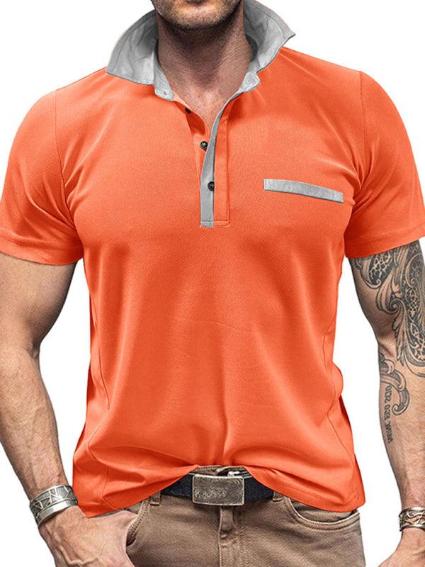 Men's Casual Lapel Color Block Short Sleeve Polo Shirt - 808Lush