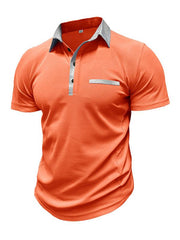 Men's Casual Lapel Color Block Short Sleeve Polo Shirt - 808Lush