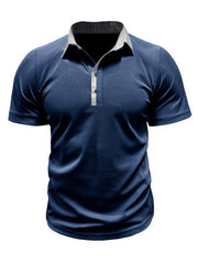 Men's Casual Lapel Color Block Short Sleeve Polo Shirt - 808Lush