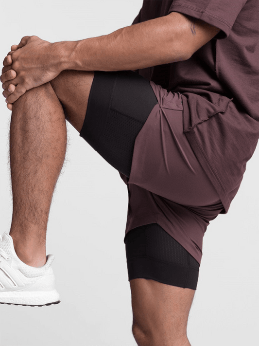 Double layer breathable -basketball running training sports shorts - 808Lush