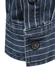 Chemise en jean à rayures et effet vieilli pour hommes 