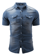 Chemise en jean à manches courtes pour hommes 