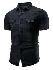 Chemise en jean à manches courtes pour hommes 