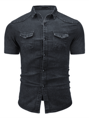 Chemise en jean à manches courtes pour hommes 