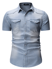 Chemise en jean à manches courtes pour hommes 