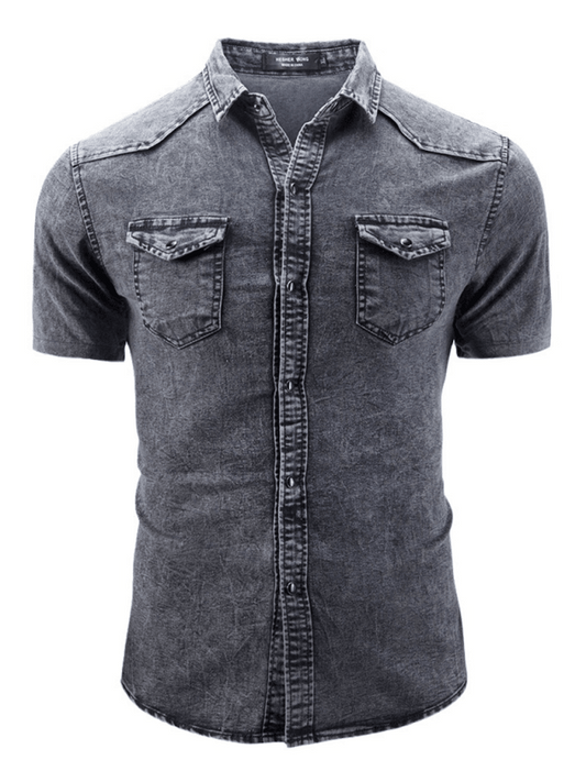 Chemise en jean à manches courtes pour hommes 