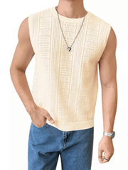 Men's sweater sleeveless top hollow breathable round neck casual vest