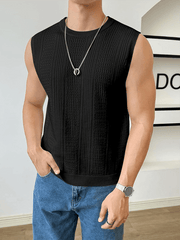 Men's sweater sleeveless top hollow breathable round neck casual vest