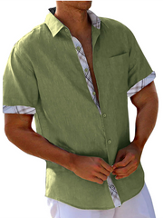 Men's Vacation Shirt Short Sleeve Contrast Lapel Shirt