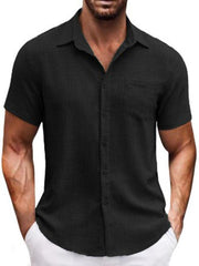 lapel pocket short sleeve casual men's shirt