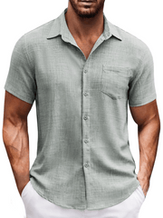 lapel pocket short sleeve casual men's shirt