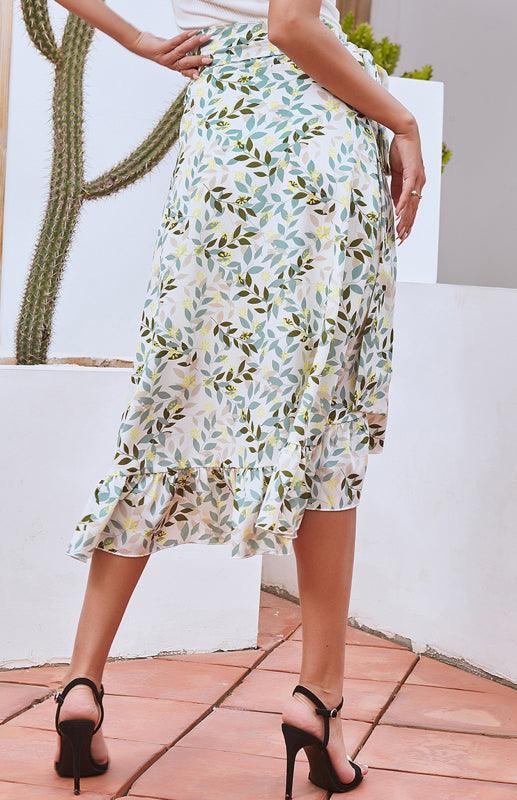 Ladies Casual Fashion Printed Irregular Skirt - 808Lush