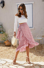 Ladies Casual Fashion Printed Irregular Skirt - 808Lush