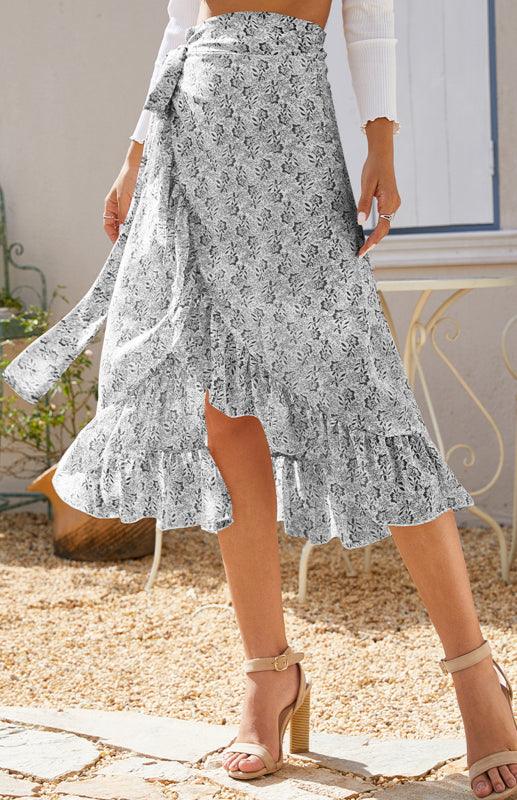 Ladies Casual Fashion Printed Irregular Skirt - 808Lush