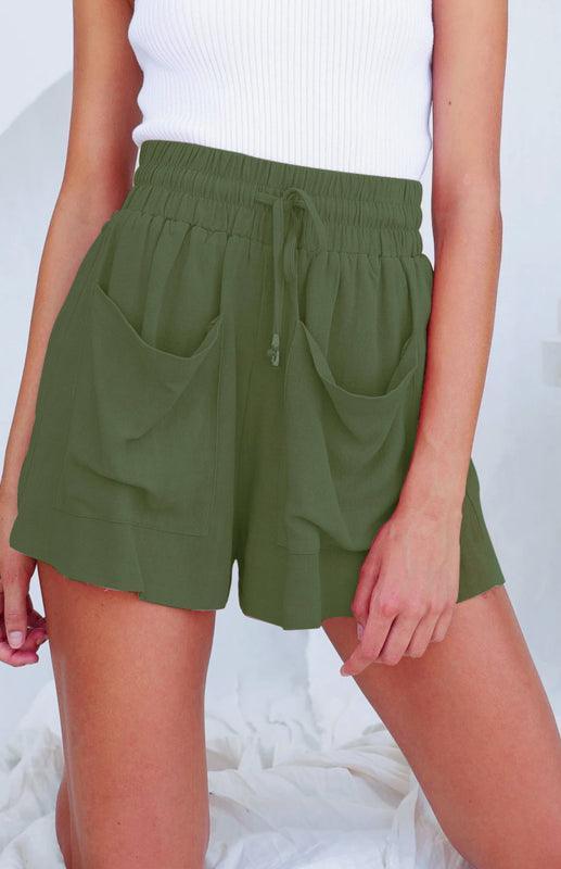 Ladies Cotton Linen High Waist Loose Wide Leg Shorts - 808Lush