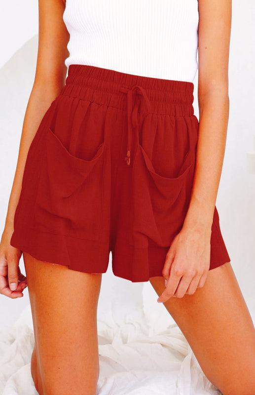 Ladies Cotton Linen High Waist Loose Wide Leg Shorts - 808Lush