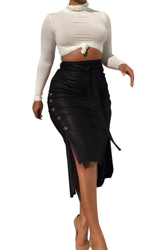 Ladies Casual Fashion Slit Mid Length Slim Skirt - 808Lush