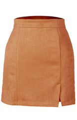 Suede Hip High Waist A-Line Half Skirt - 808Lush