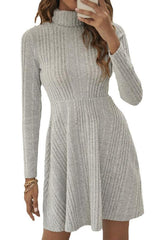 Women'S Turtleneck Pleated Ruffle Dress - 808Lush