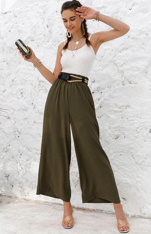 High Waist Skinny Straight Casual Wide Leg Pants - 808Lush