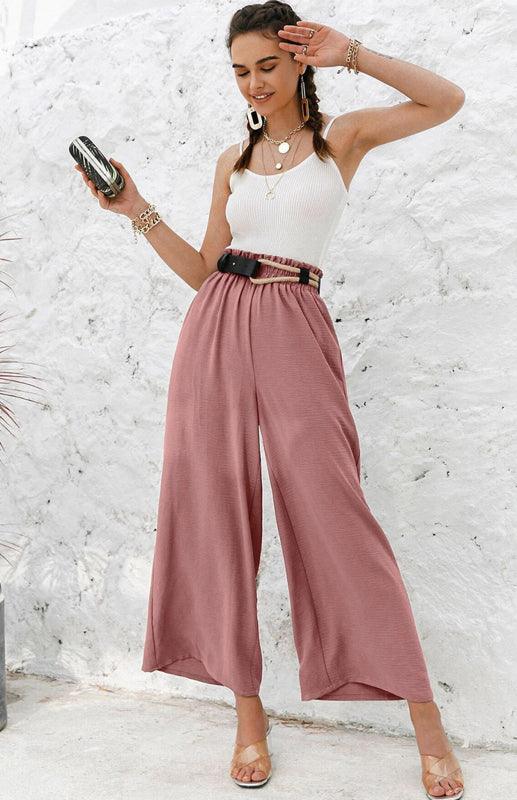 High Waist Skinny Straight Casual Wide Leg Pants - 808Lush