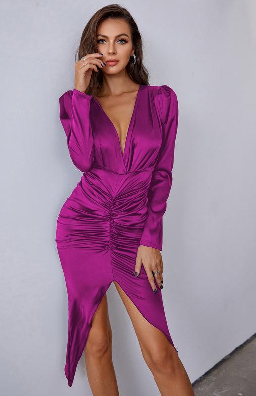 Ladies Summer Fashion Deep V Sexy Pack Hip Dress - 808Lush