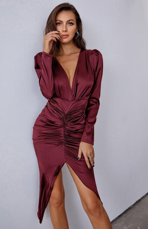 Ladies Summer Fashion Deep V Sexy Pack Hip Dress - 808Lush