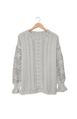 Women's Long Sleeve Cutout Petal Sleeve Sweater - 808Lush