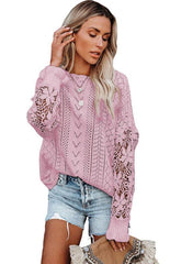 Women's Long Sleeve Cutout Petal Sleeve Sweater - 808Lush