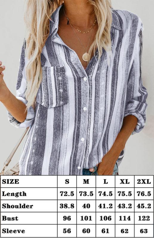 Linen Turn-down Collar Sweet Enough Striped Button Up Top - 808Lush