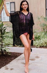 Crochet Knitted Tassel Tie Kimono Beachwear - 808Lush