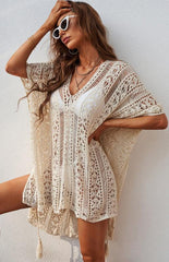 Crochet Knitted Tassel Tie Kimono Beachwear - 808Lush