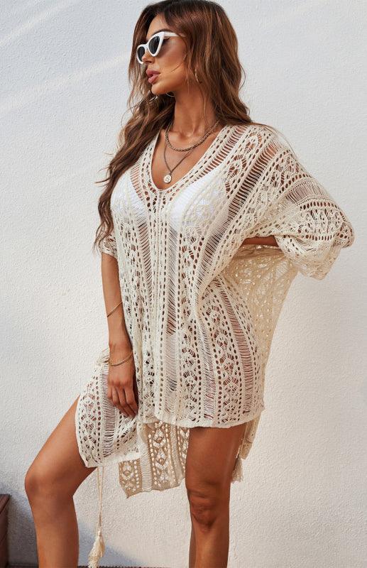 Crochet Knitted Tassel Tie Kimono Beachwear - 808Lush