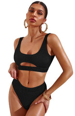 Women's Cutout Solid Color Split Swimsuit - 808Lush