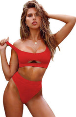 Women's Cutout Solid Color Split Swimsuit - 808Lush