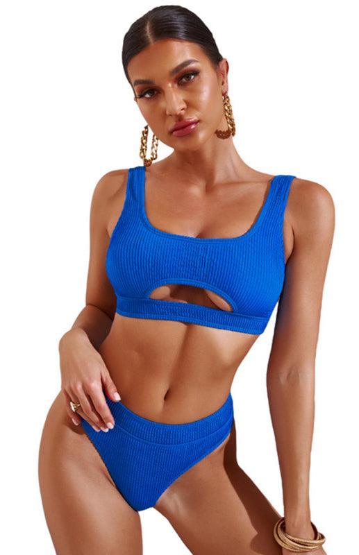 Women's Cutout Solid Color Split Swimsuit - 808Lush