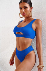 Women's Cutout Solid Color Split Swimsuit - 808Lush