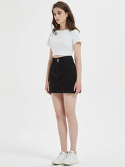 Women's plus size loose black slim denim skirt - 808Lush