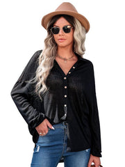 Women's casual knitting thin loose shirt top - 808Lush