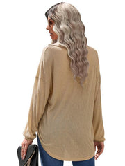 Women's casual knitting thin loose shirt top - 808Lush